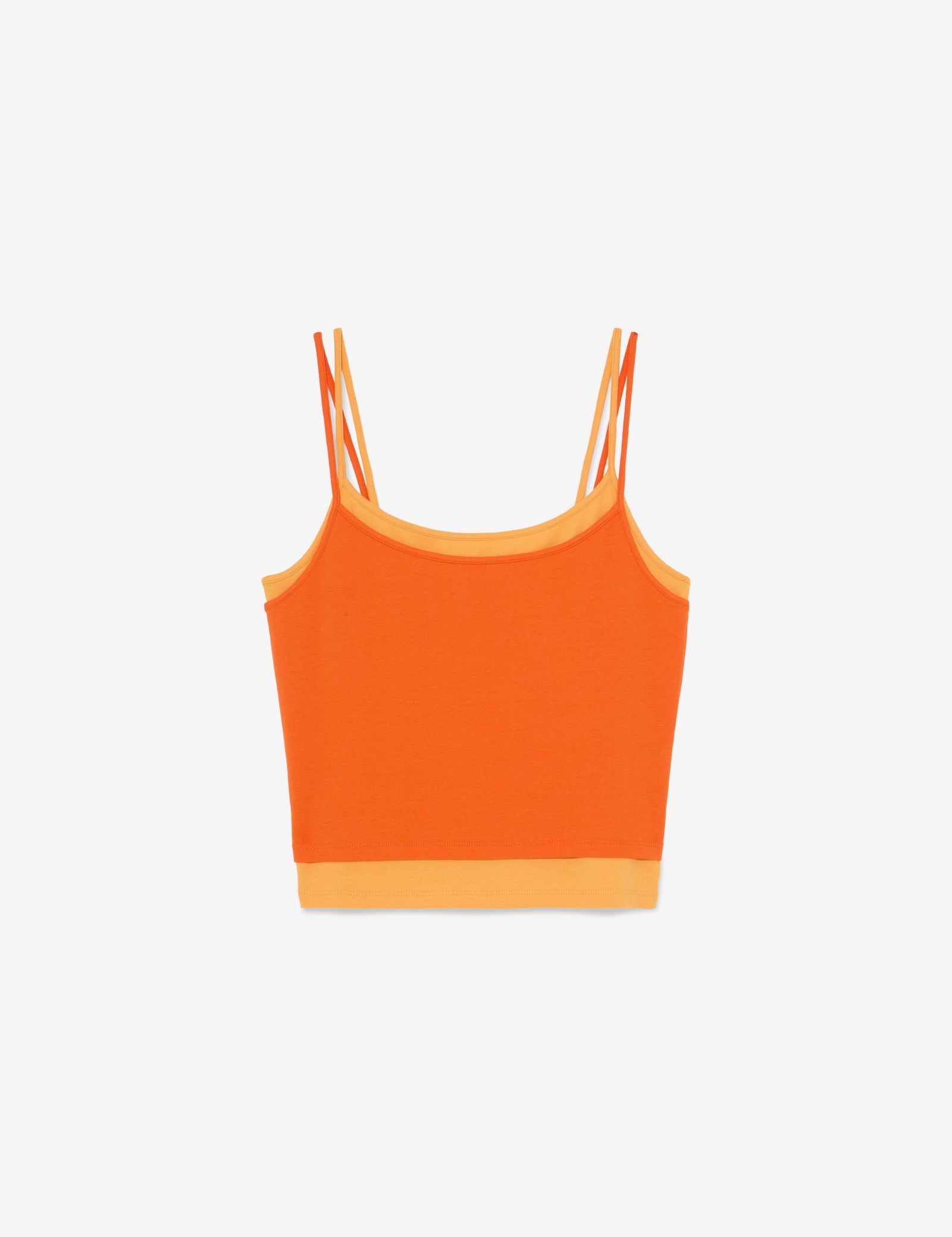 T-shirt court superposé orange rouge