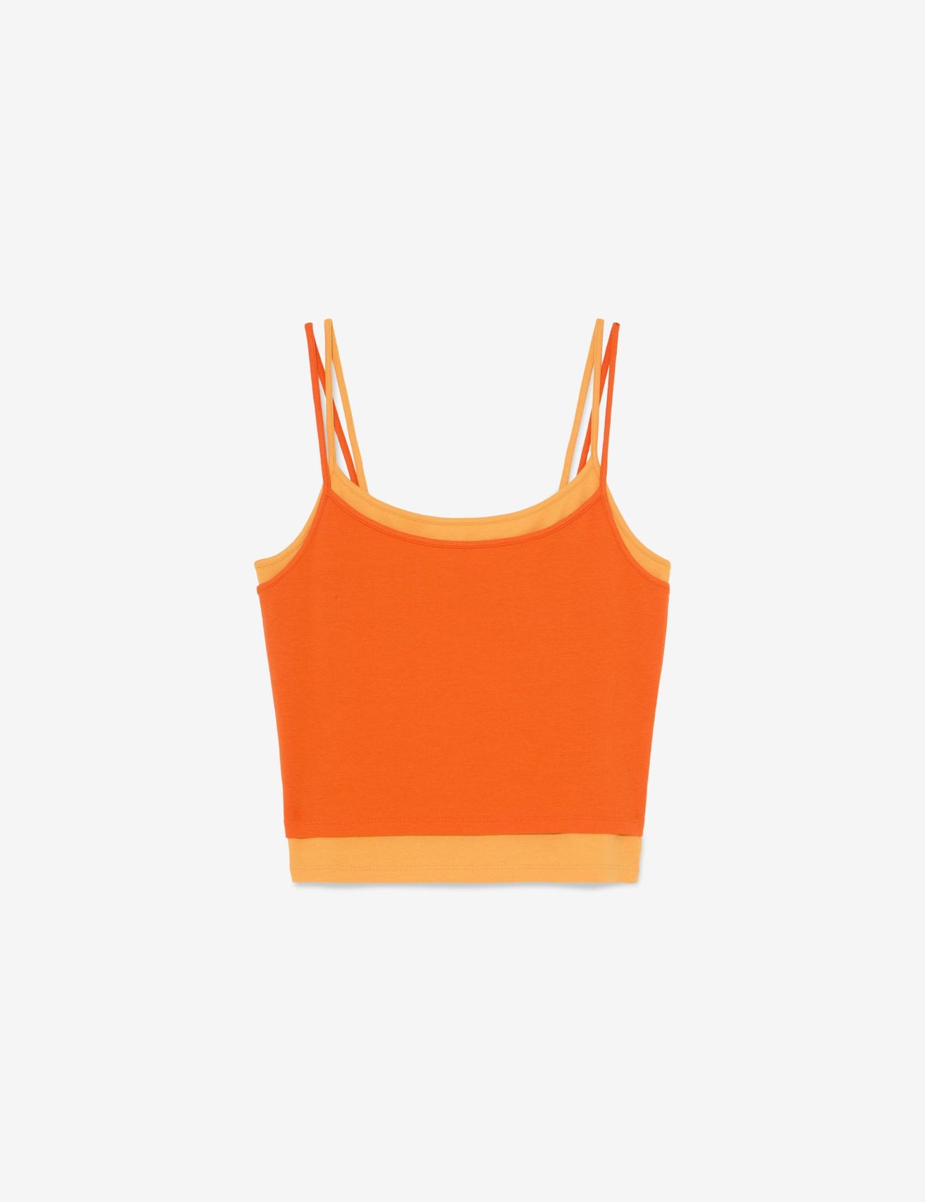 T-shirt court superposé orange rouge - Image 1