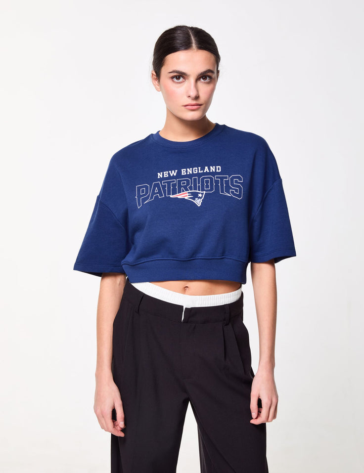 Sweat court oversize imprimé NFL x Jennyfer bleu marine