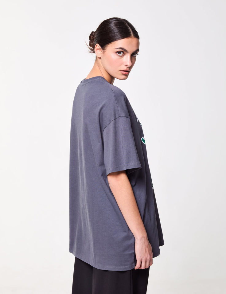 T-shirt oversize imprimé NFL x Jennyfer gris foncé