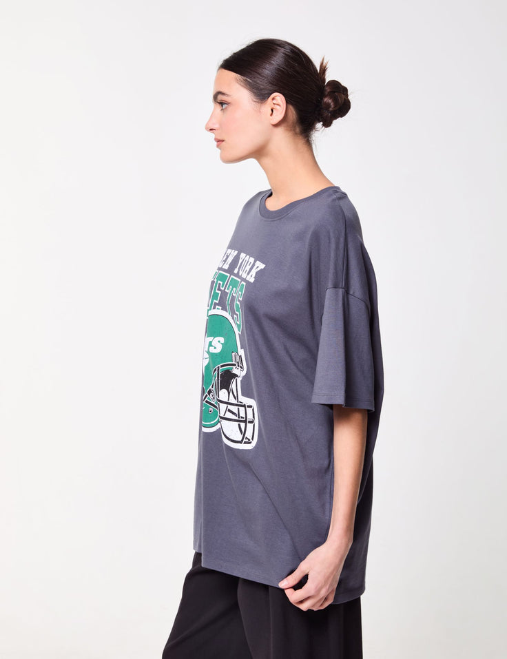 T-shirt oversize imprimé NFL x Jennyfer gris foncé