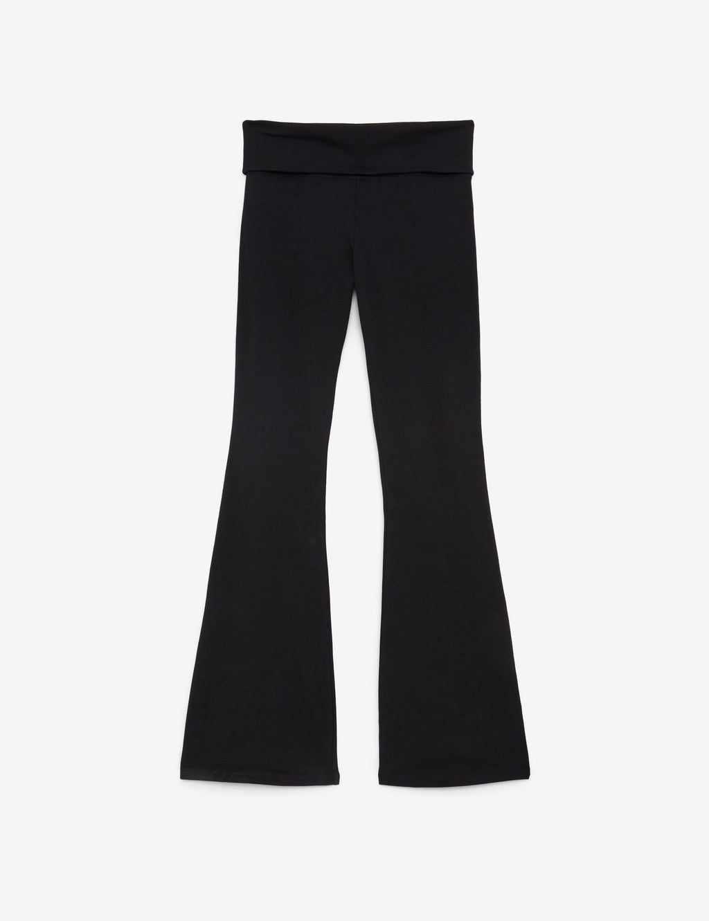 Pantalon évasé avec taille retroussée noir