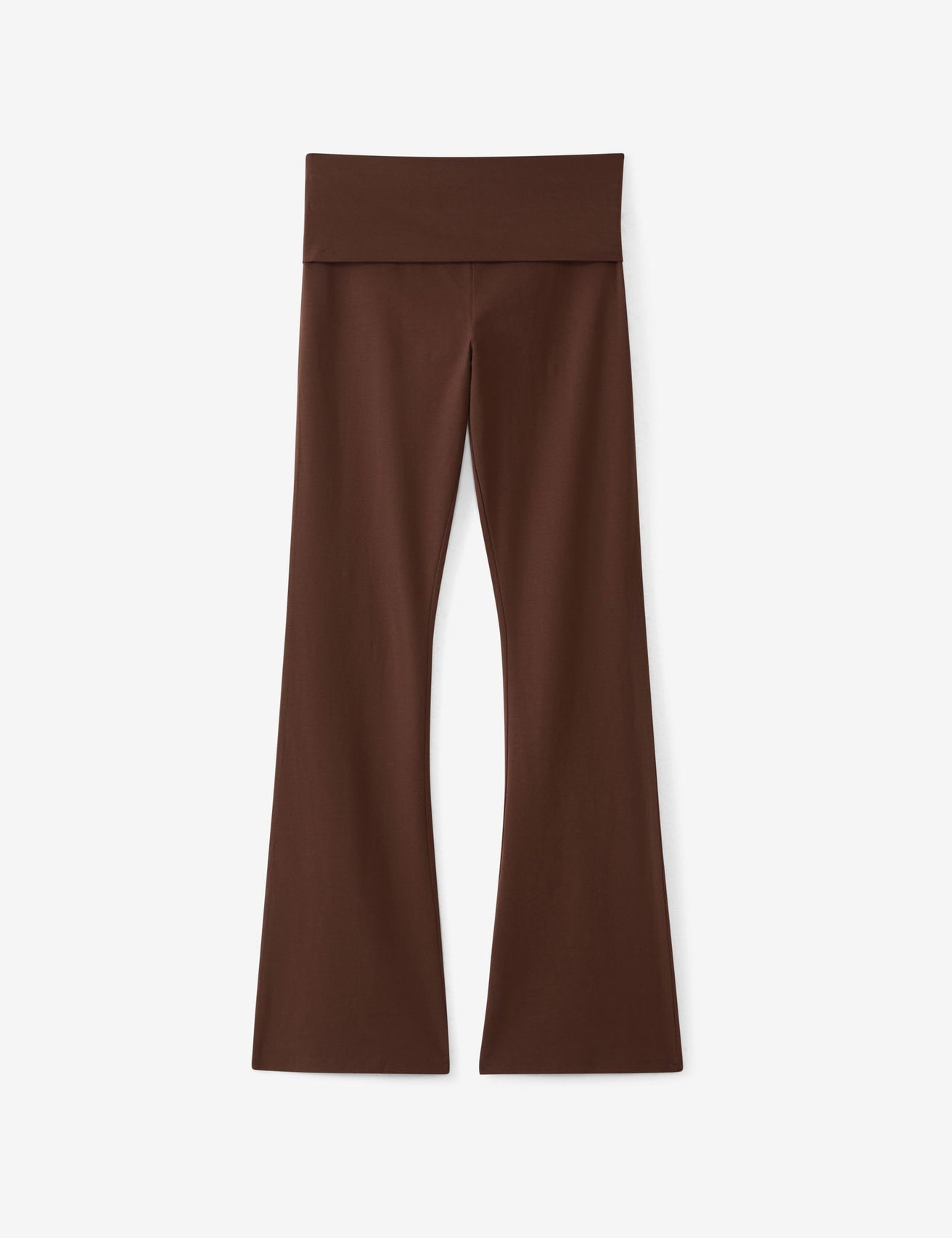 Pantalon évasé avec taille retroussée marron foncé - Image 4