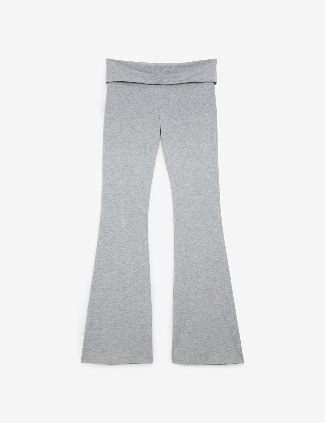 Pantalon évasé avec taille retroussée gris chiné - Image 5