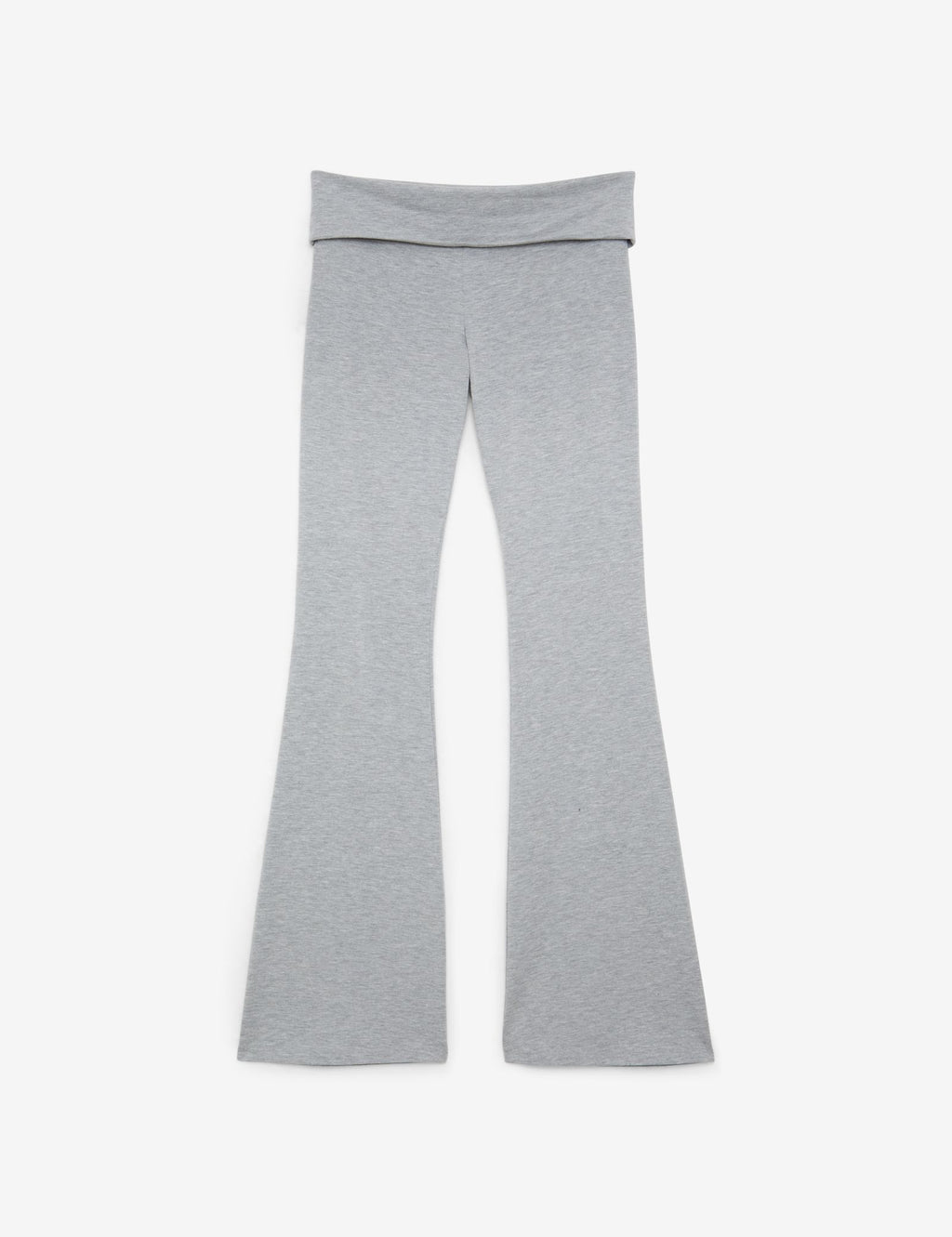 Pantalon évasé avec taille retroussée gris chiné