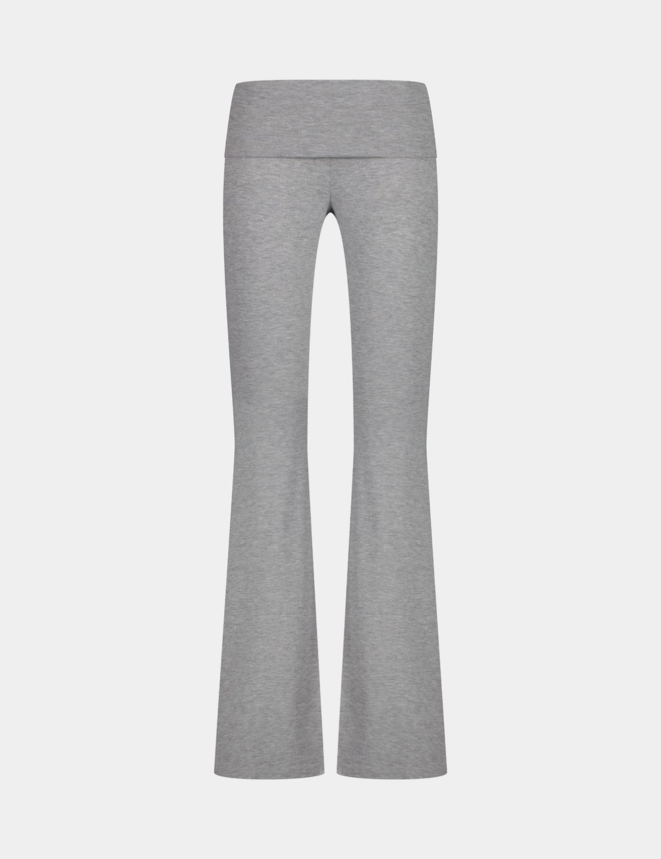 Pantalon évasé avec taille retroussée gris chiné - Image 5