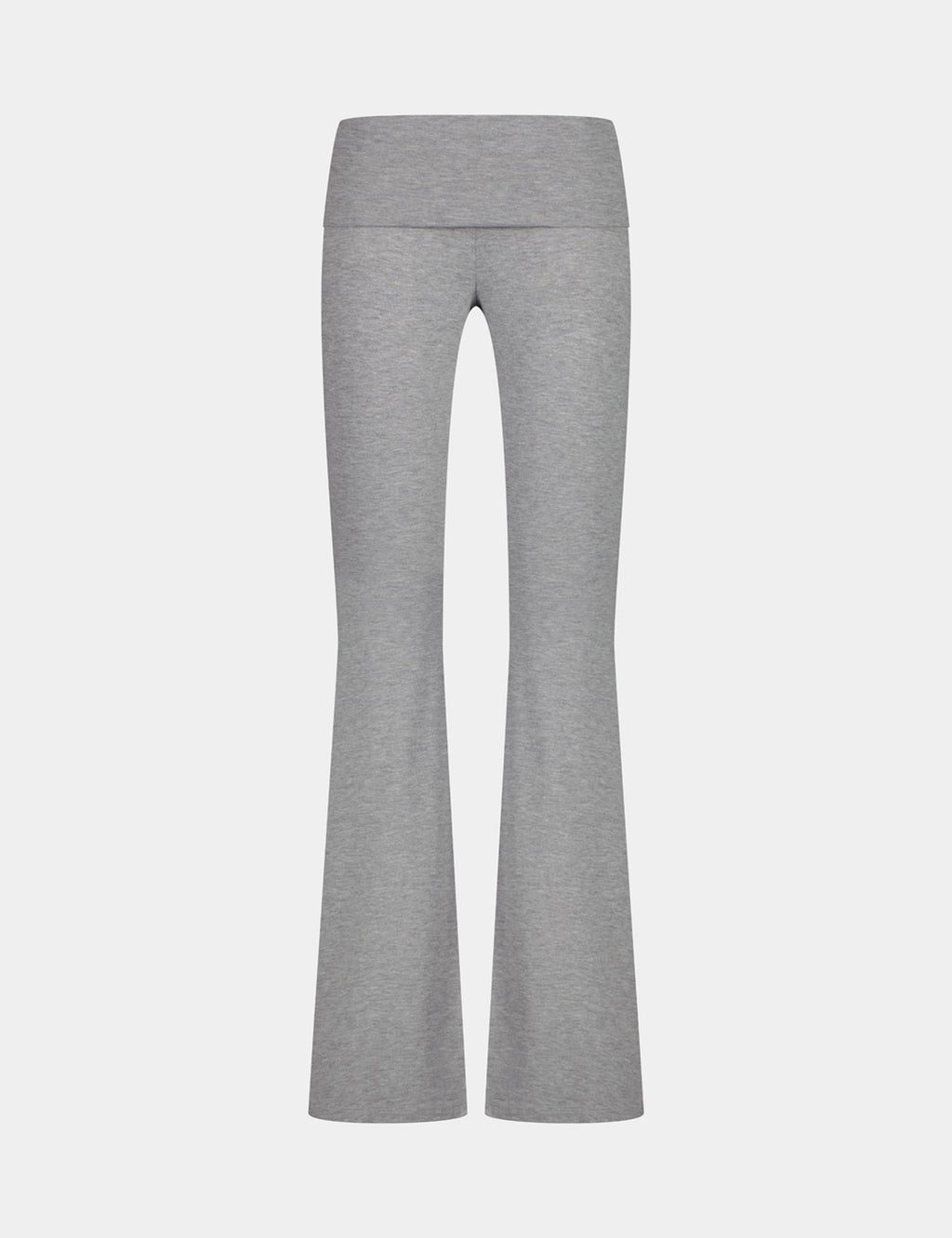 Pantalon évasé avec taille retroussée gris chiné