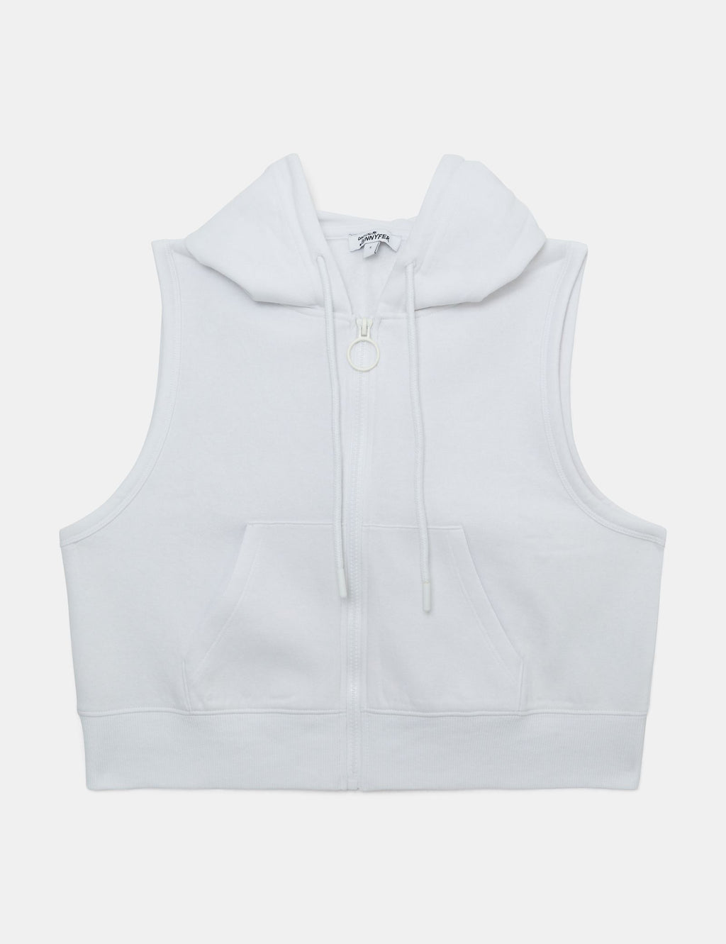 Sweat zippé à capuche sans manches blanc