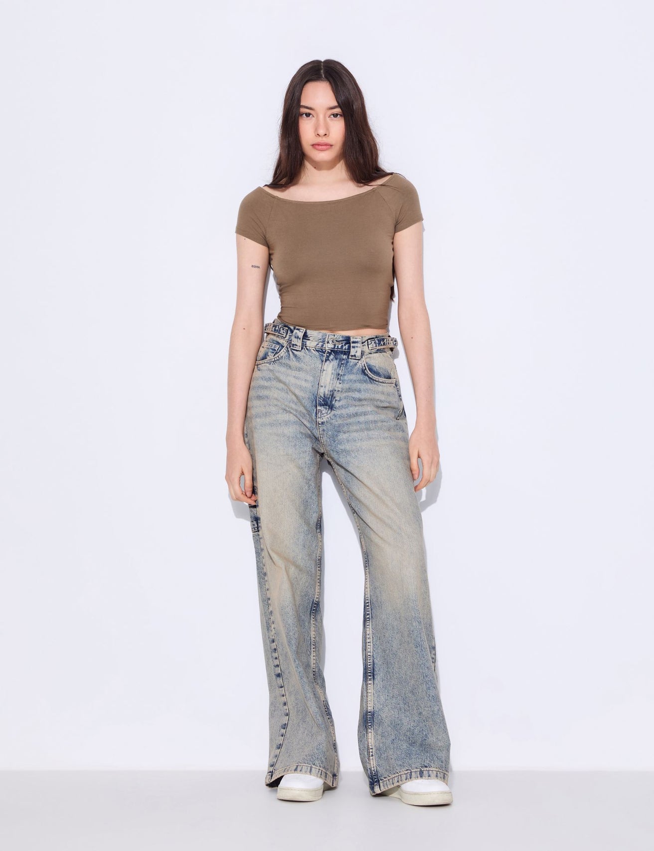 Jean skater taille haute bleu - Image 1