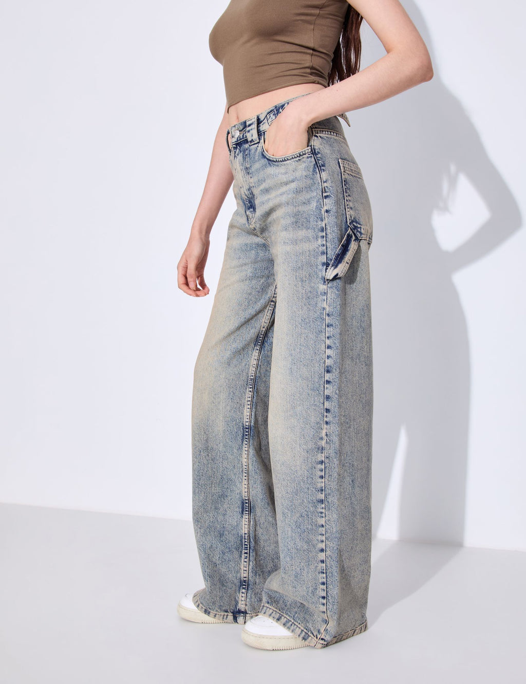 Jean skater taille haute bleu