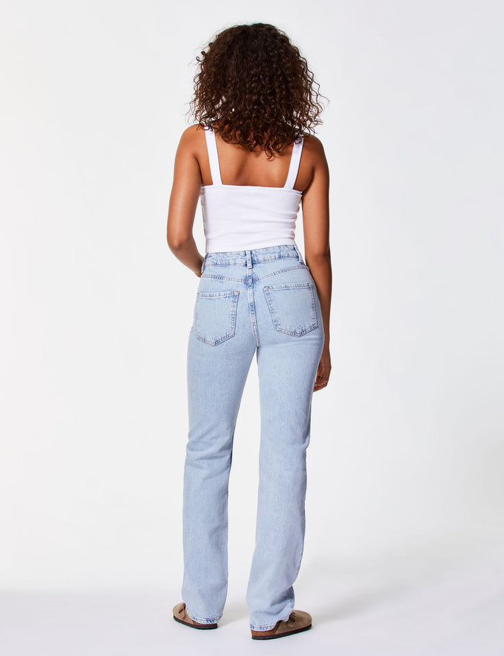 Jean straight taille basse bleu ciel