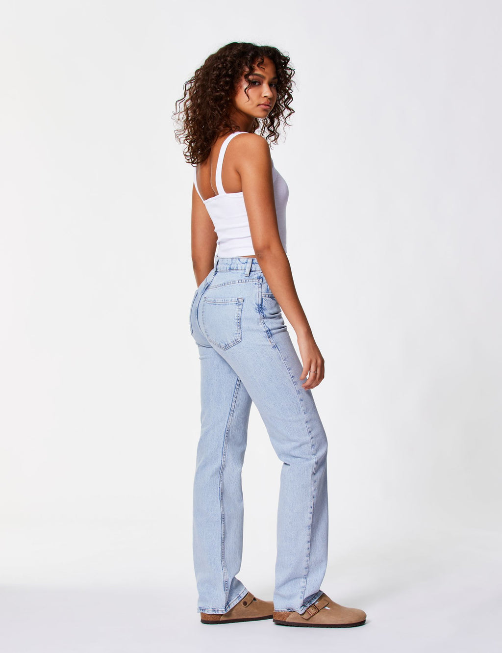 Jean straight taille basse bleu ciel