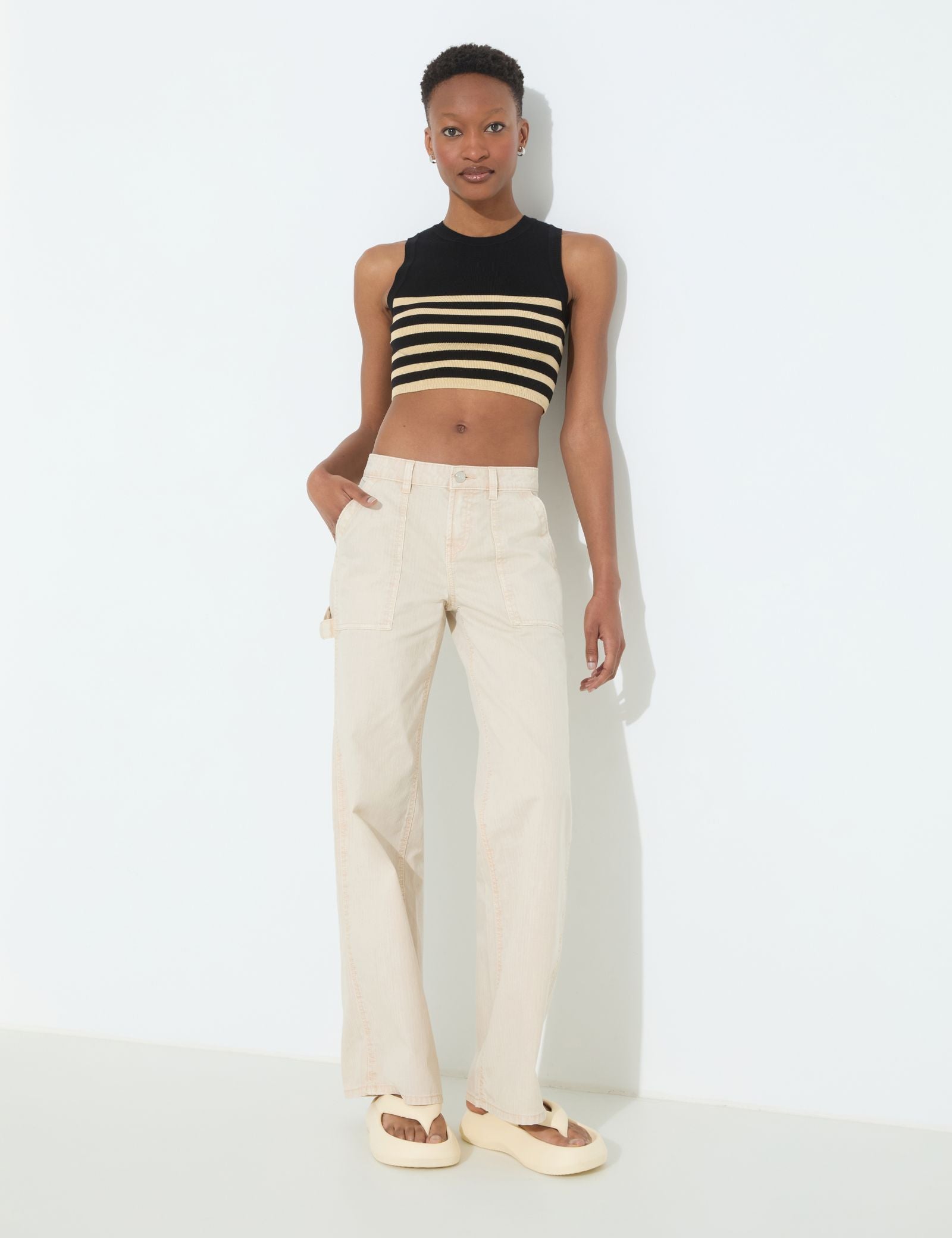 Pantalon wide leg crème