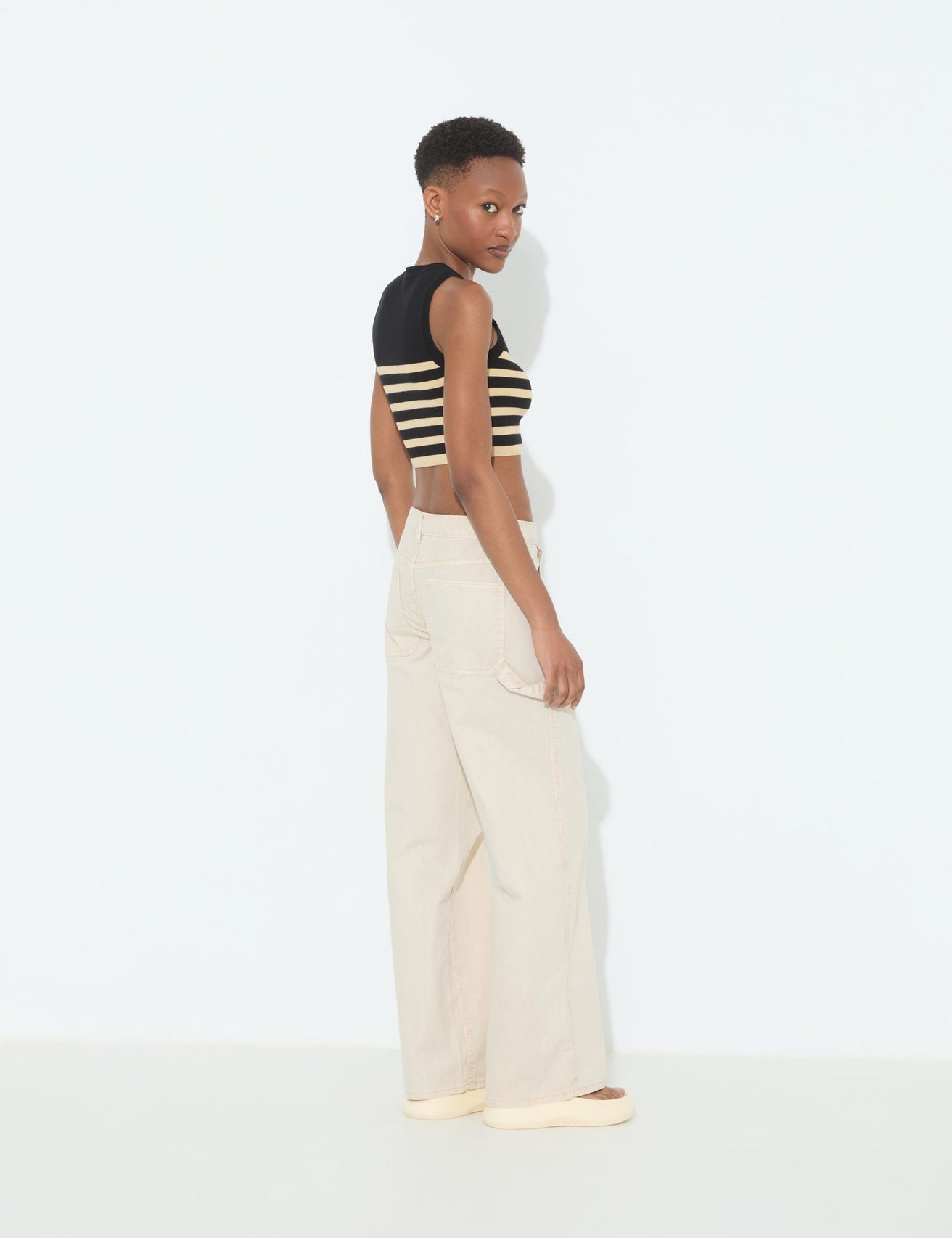 Pantalon wide leg crème - Image 2