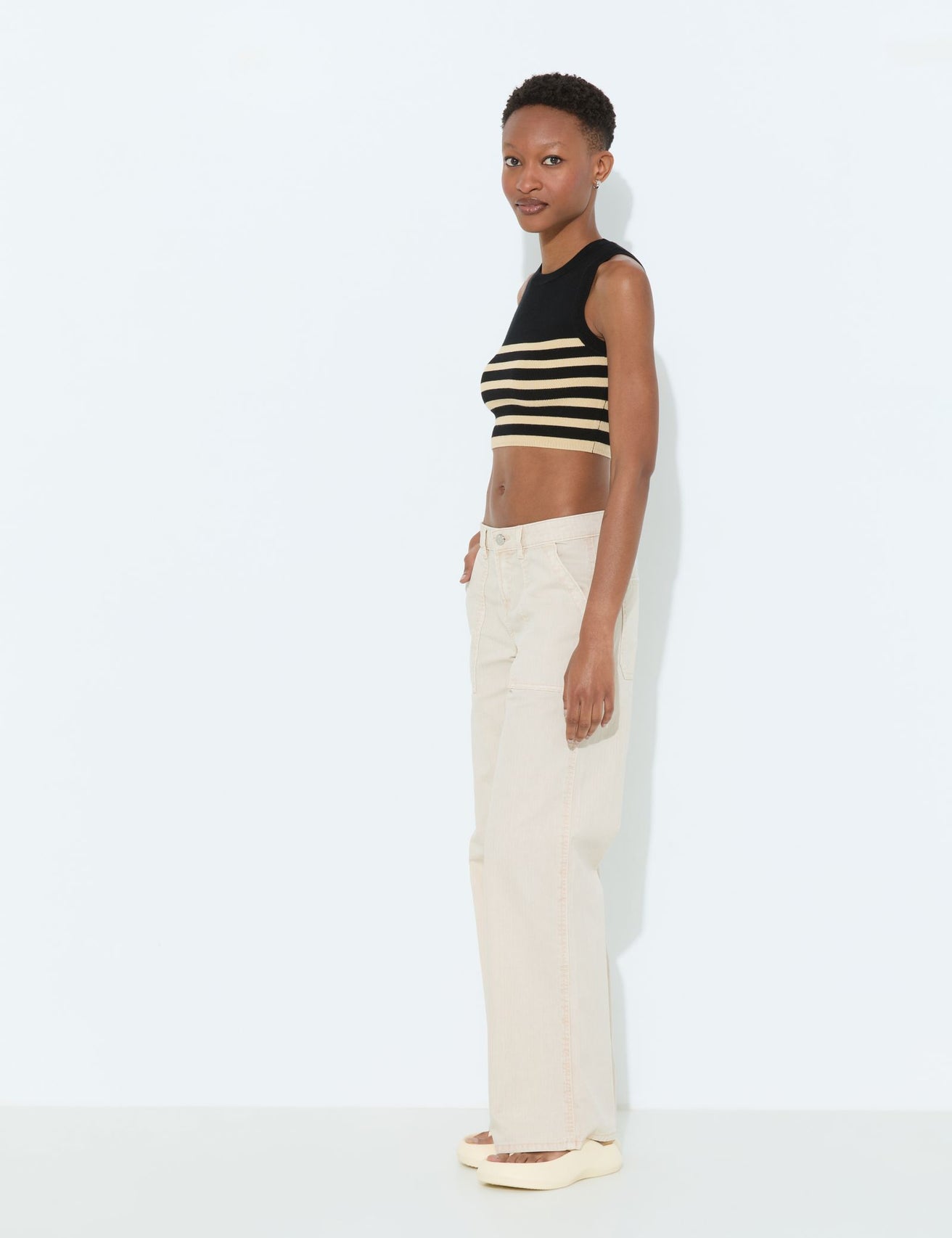 Pantalon wide leg crème - Image 3