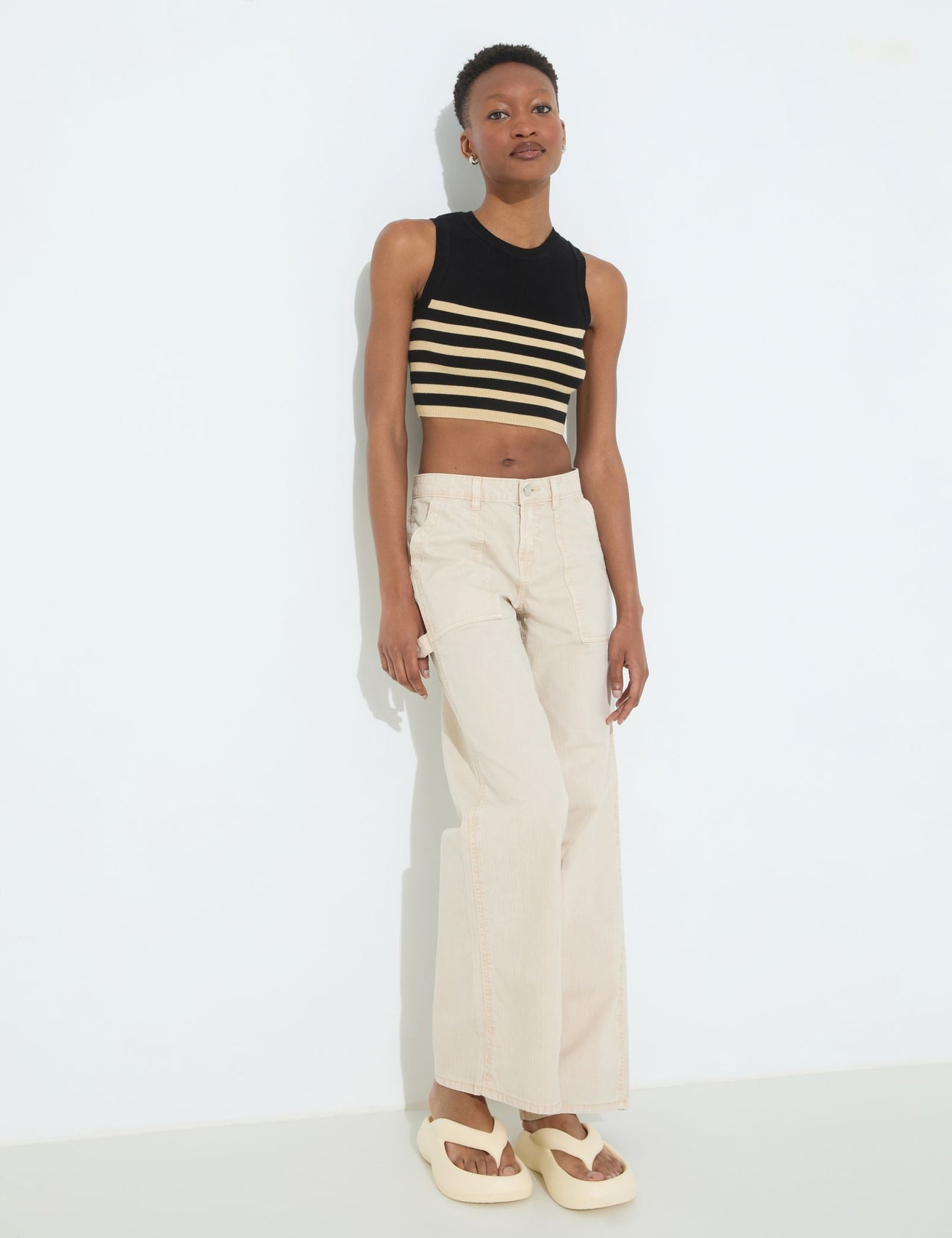 Pantalon wide leg crème - Image 4