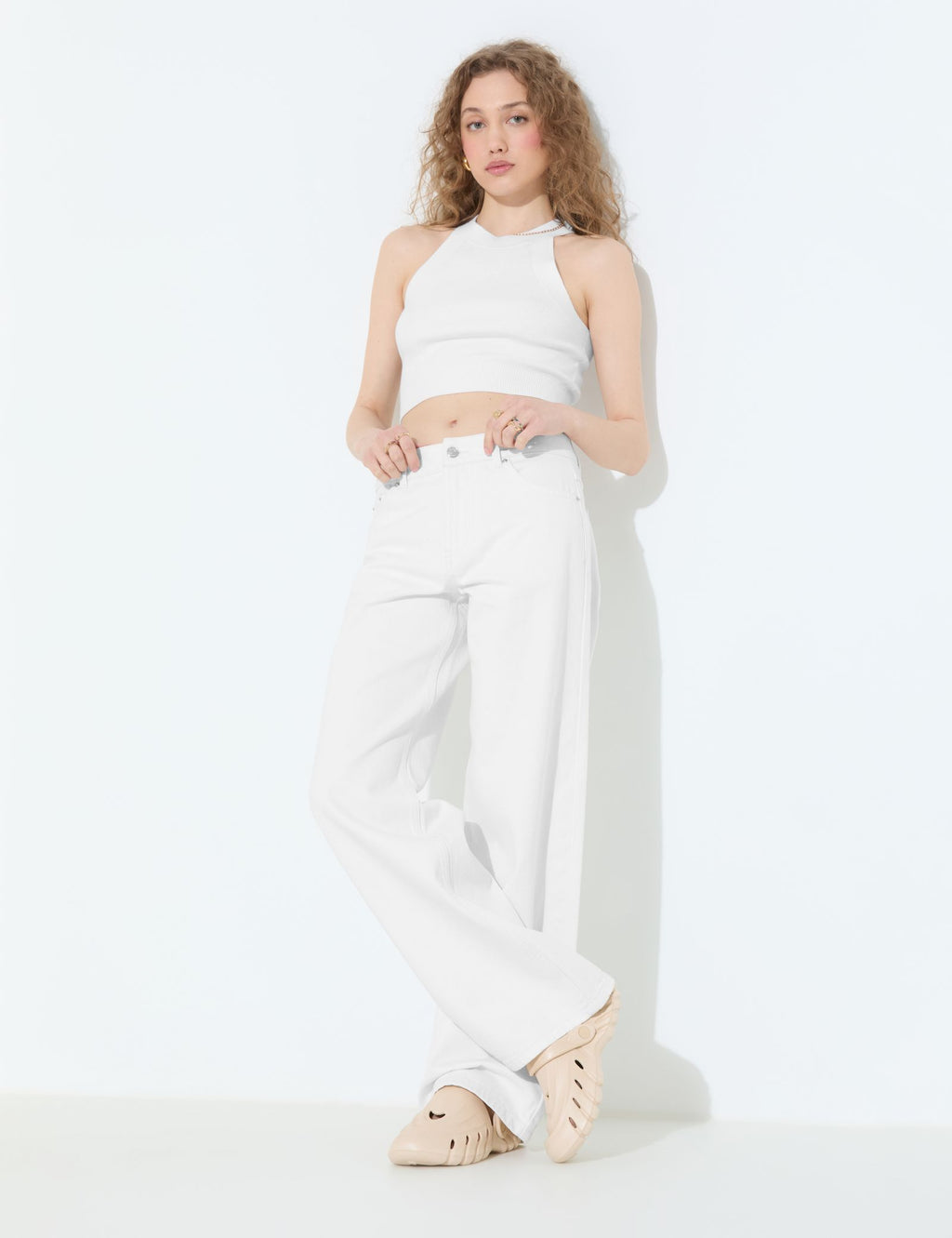 Jean coupe wide leg blanc