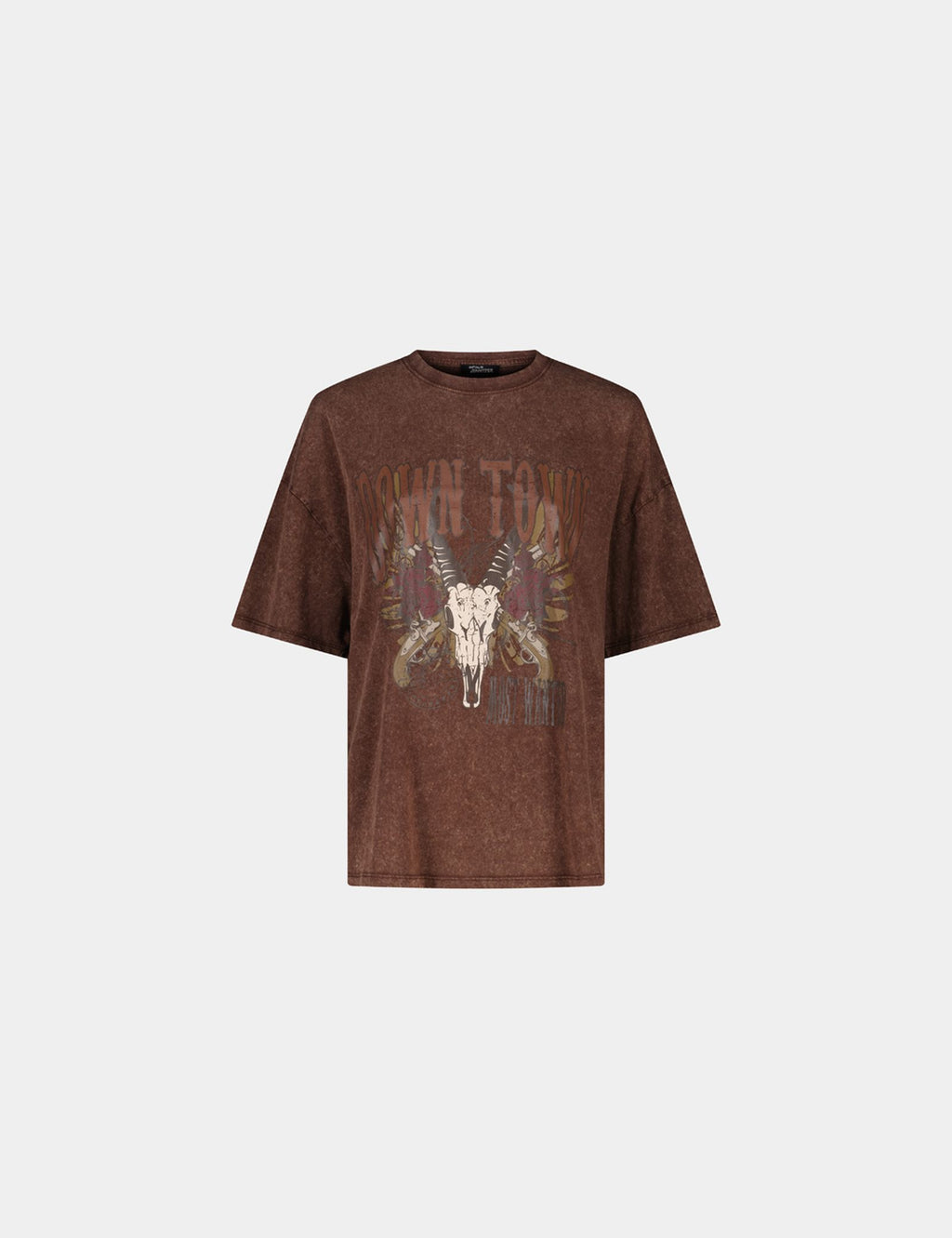 T-shirt oversize à motif marron foncé