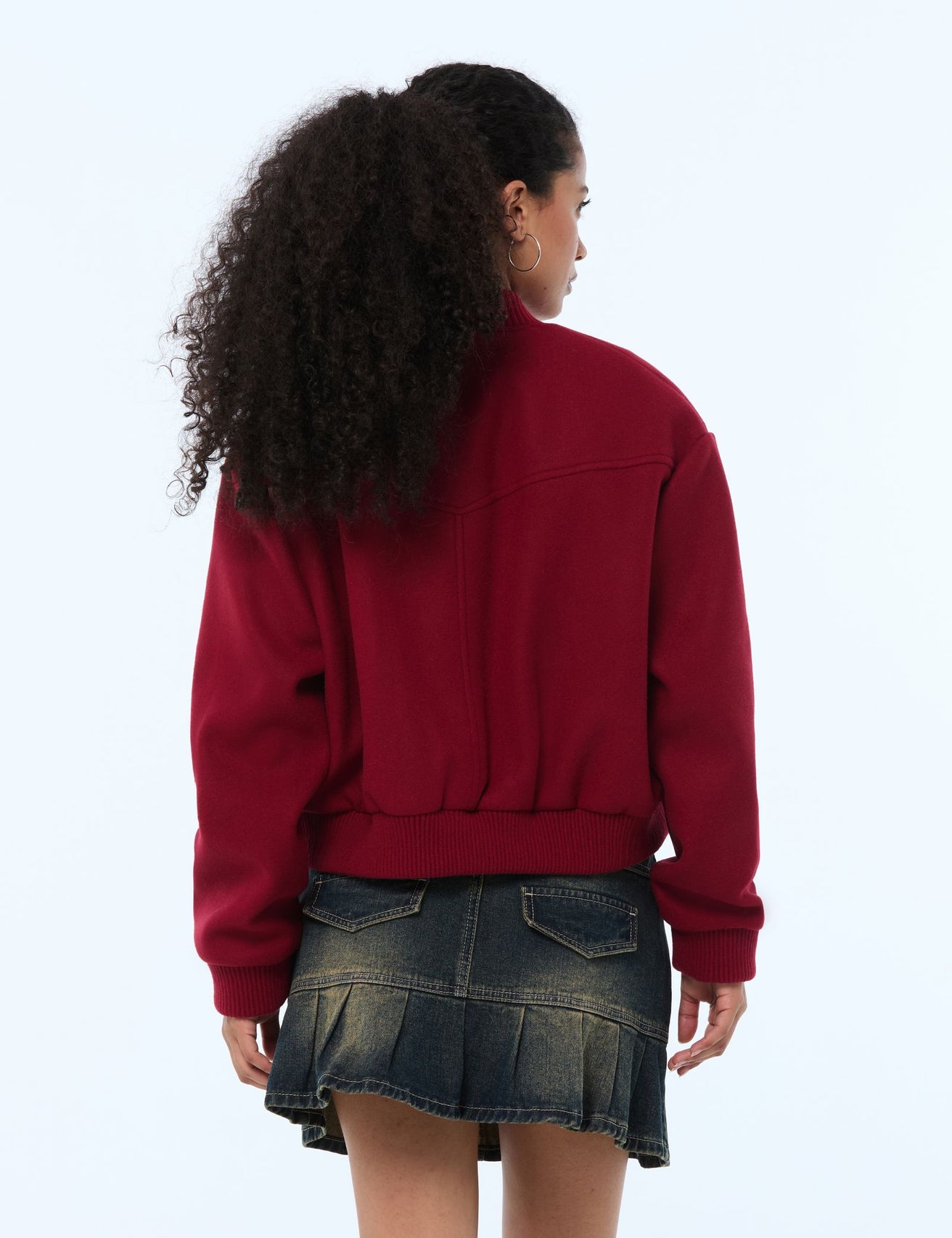 Veste teddy rouge bordeaux - Image 2