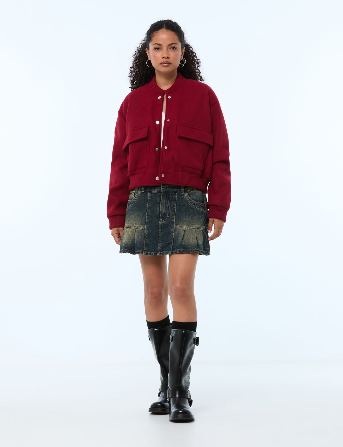 Veste teddy rouge bordeaux - Image 3