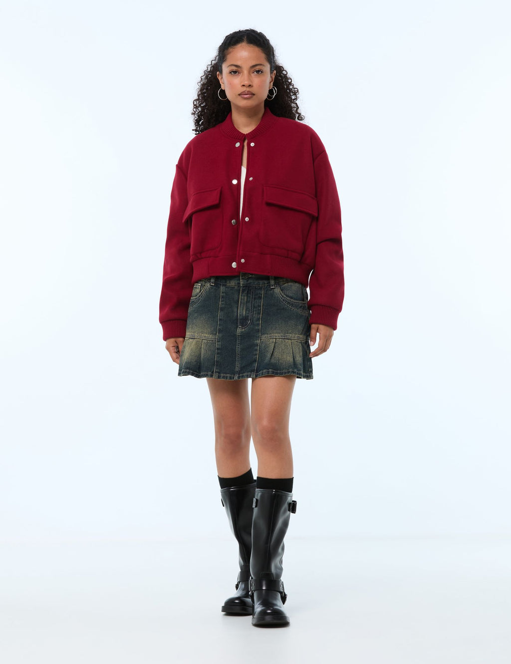 Veste teddy rouge bordeaux