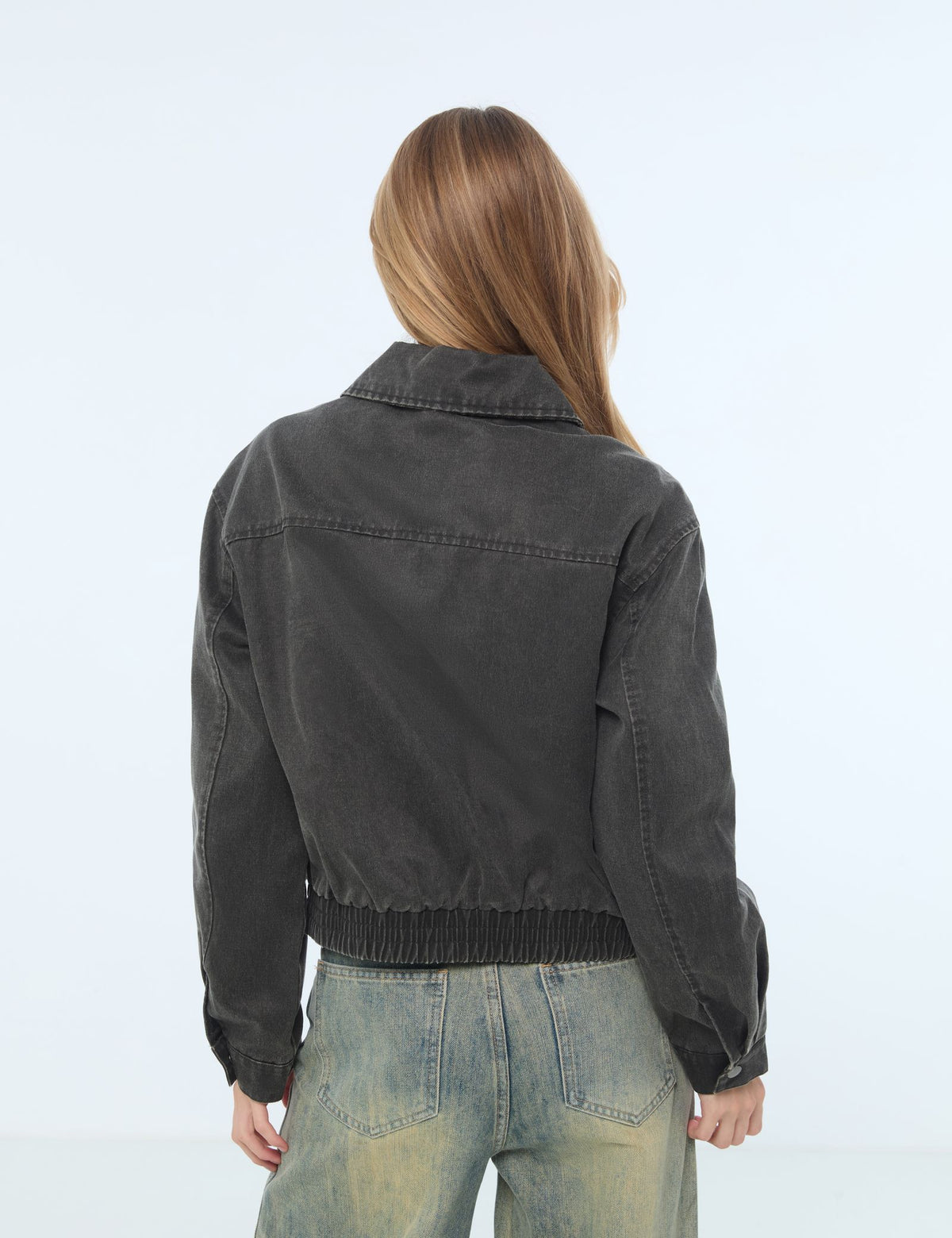 Veste bomber zippée grise