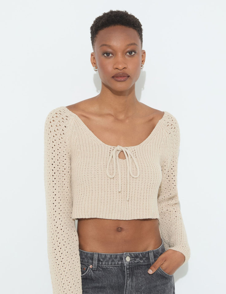 Pull en maille beige