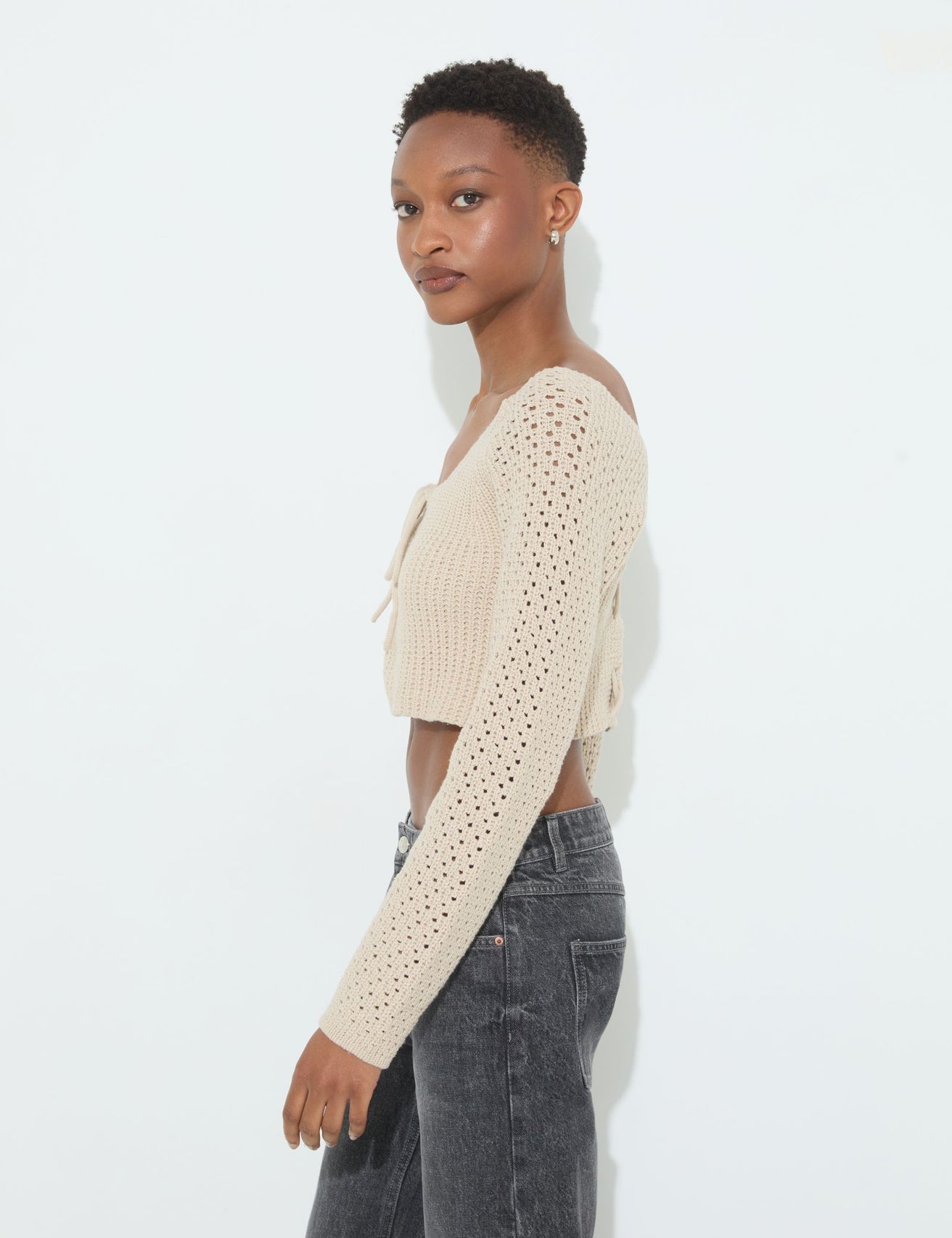 Pull en maille beige - Image 3