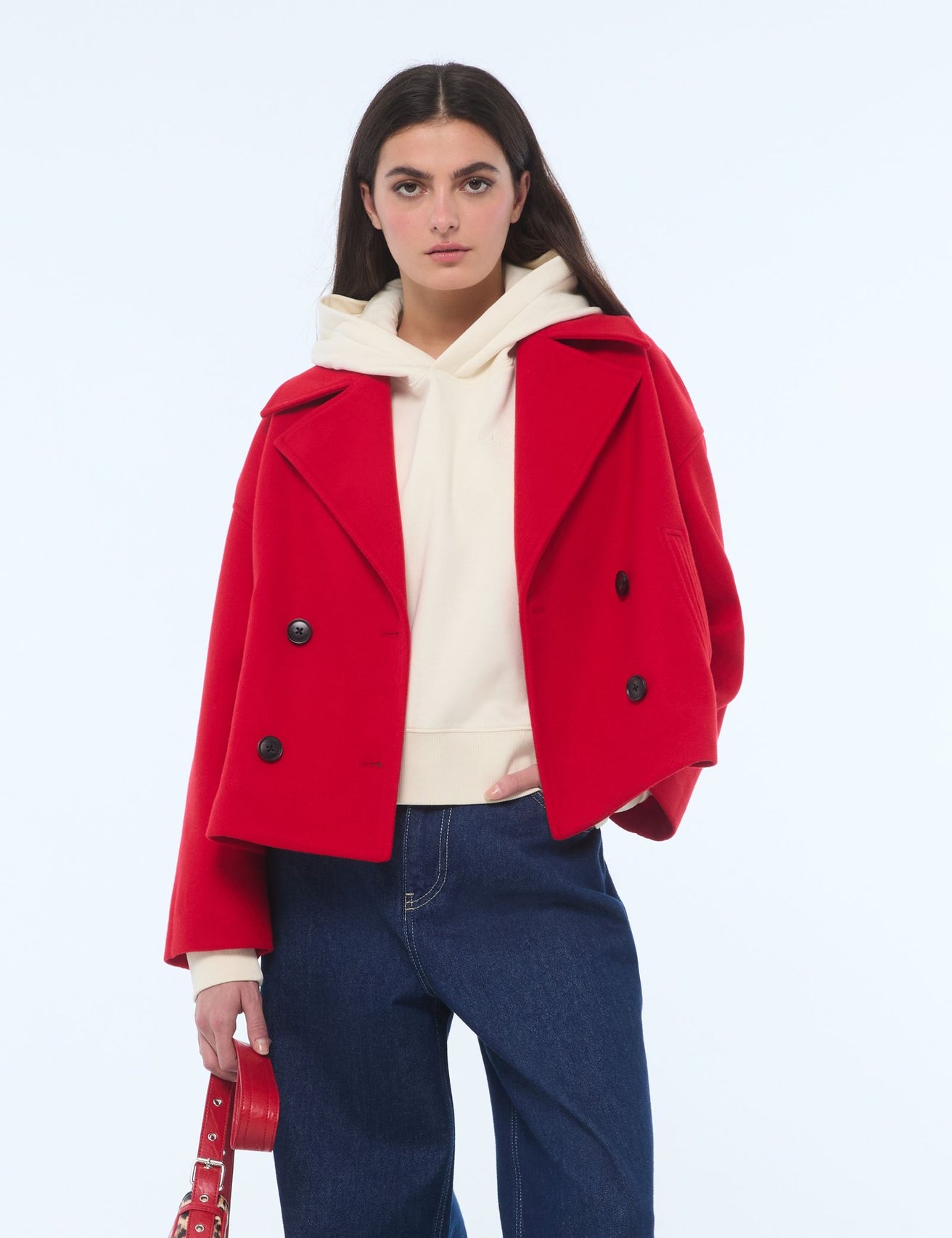 Manteau court coupe trench rouge - Image 1