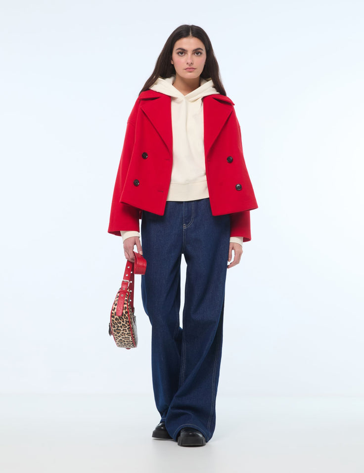 Manteau court coupe trench rouge