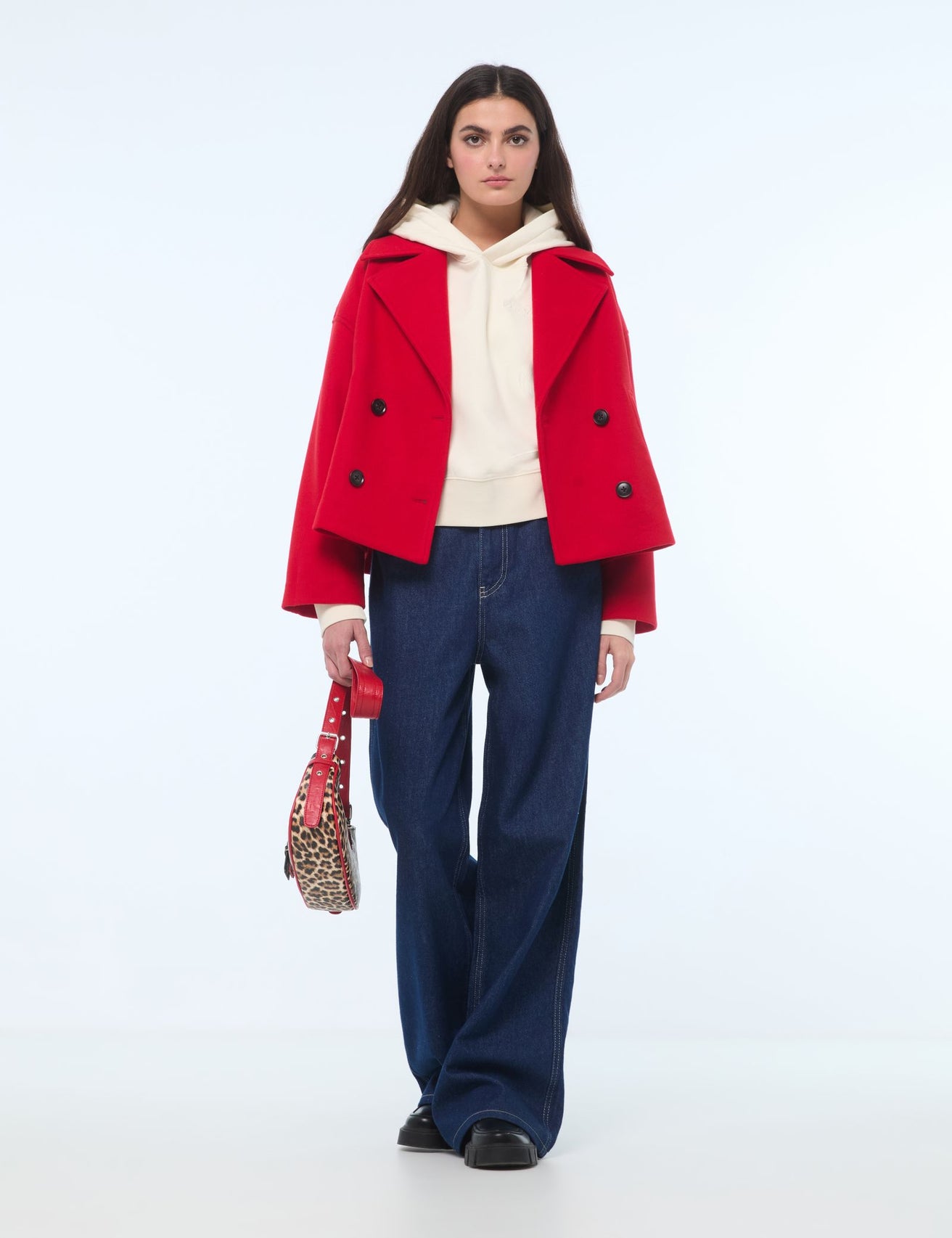 Manteau court coupe trench rouge - Image 3