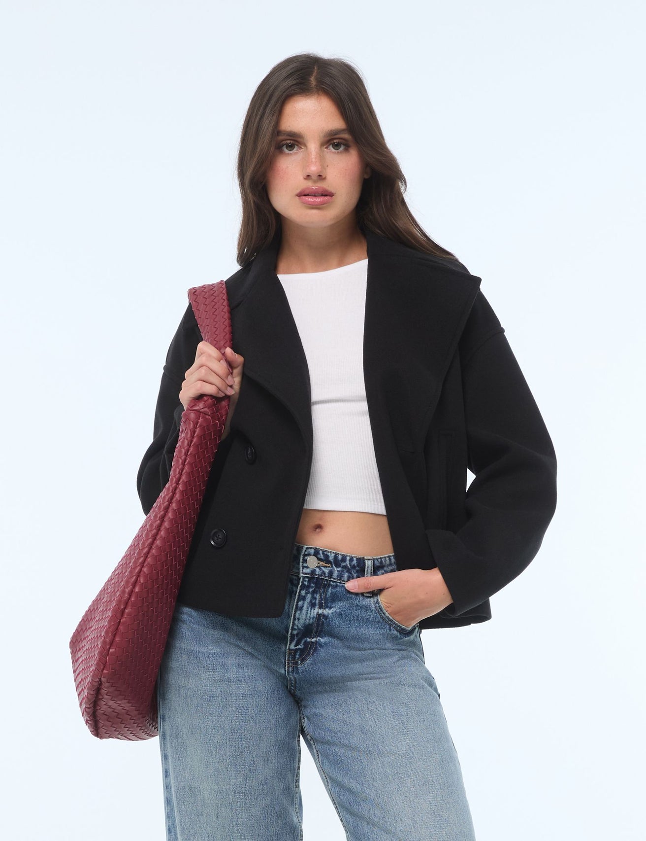 Manteau court coupe trench noir - Image 1