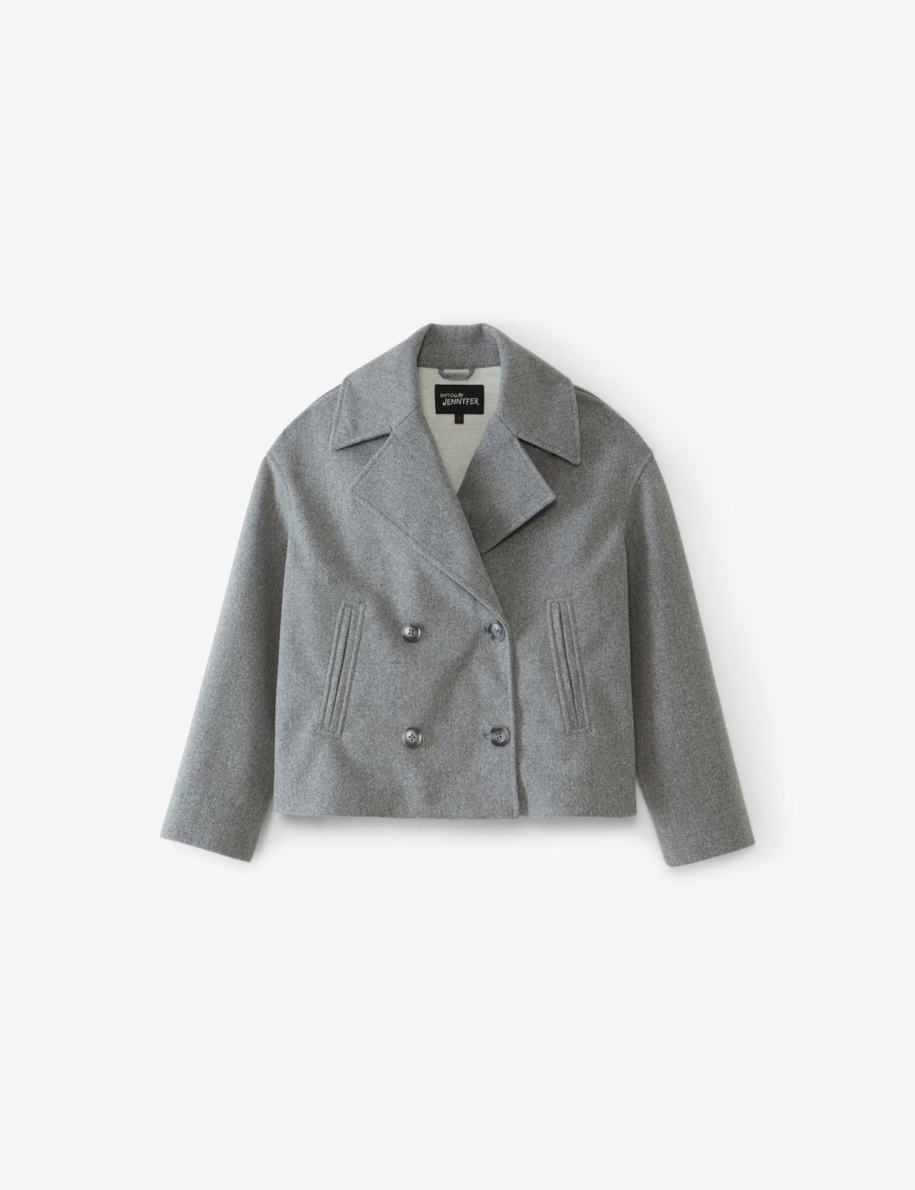 Manteau court coupe trench gris - Image 4