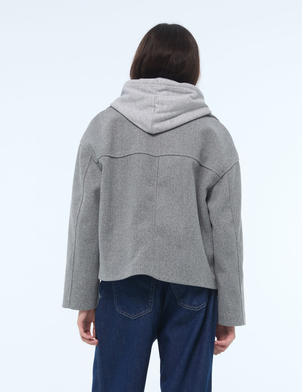 Manteau court coupe trench gris