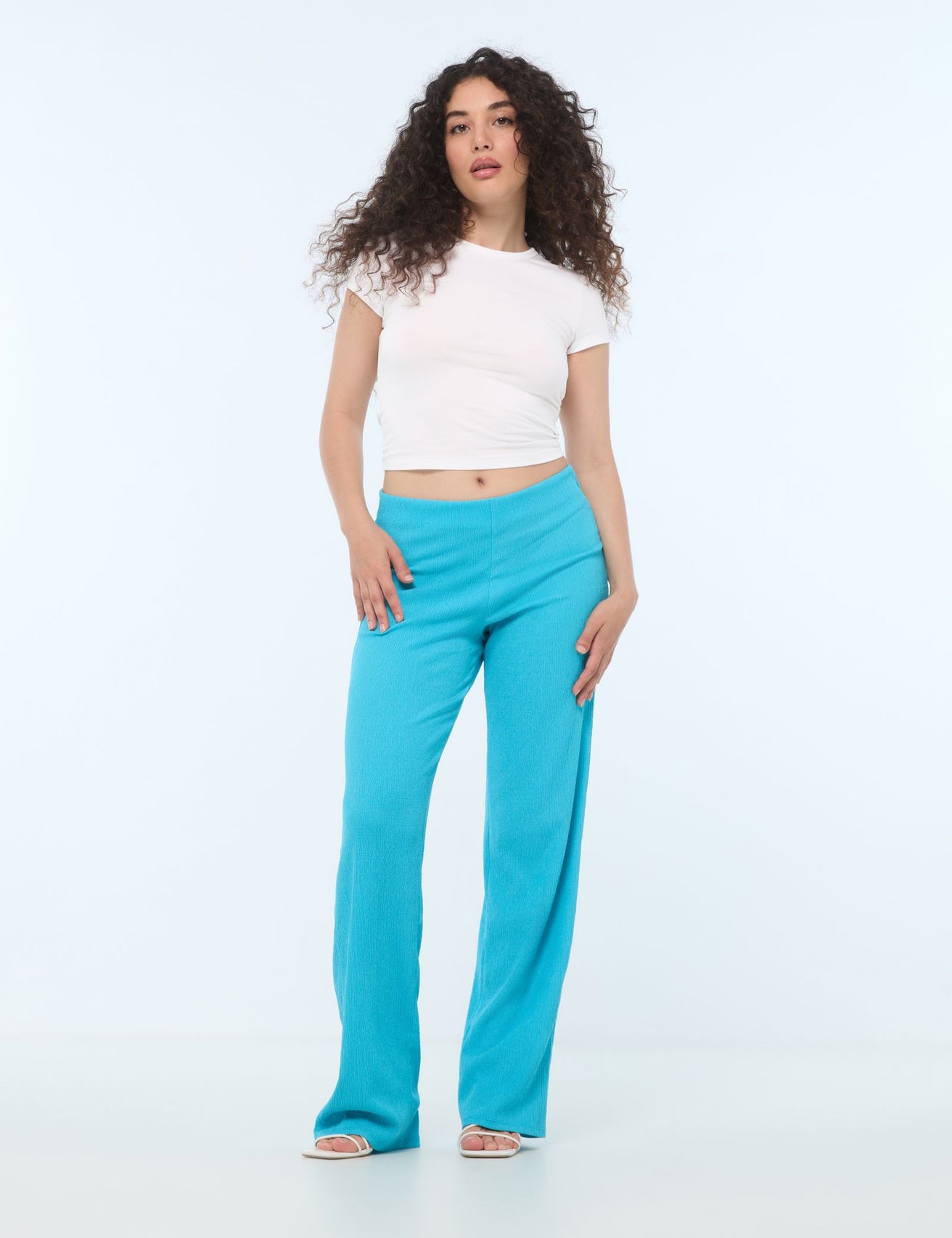 Pantalon flare turquoise - Image 1