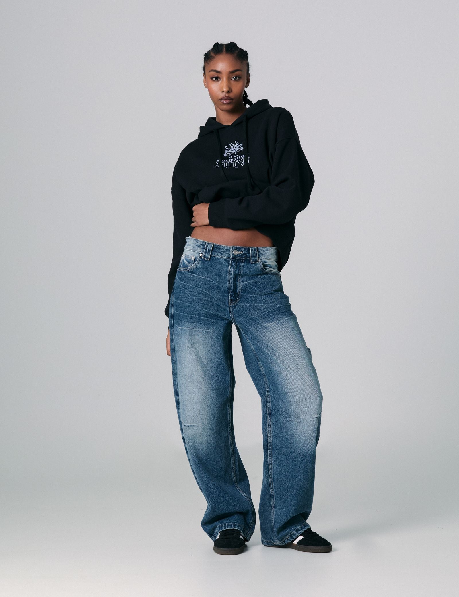 Jean skater taille basse bleu