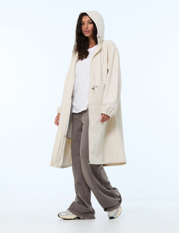 Manteau long imperméable beige