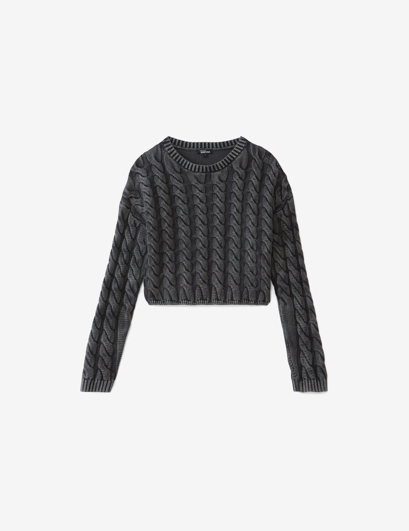 Pull en maille tressée gris foncé - Image 4