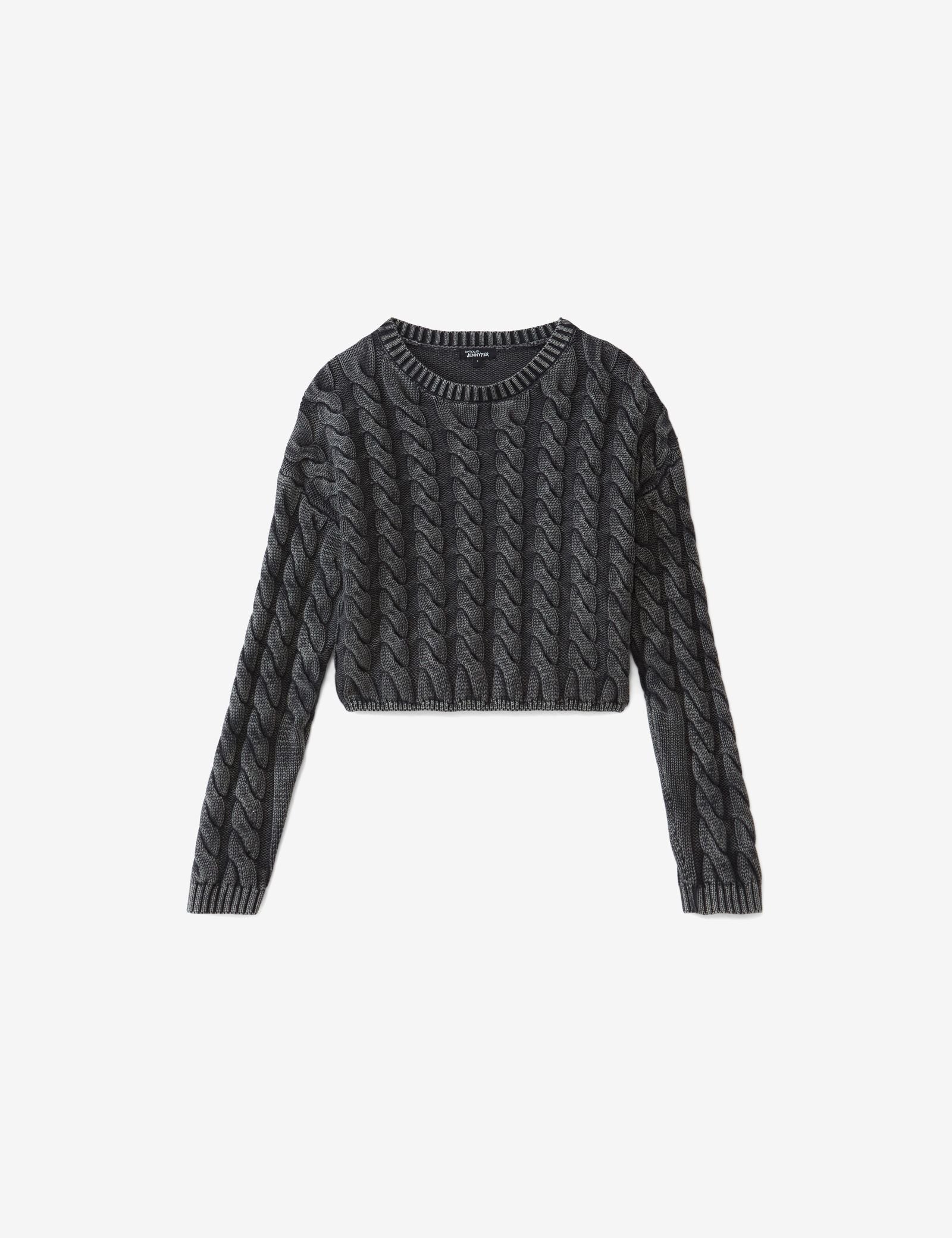 Pull en maille tressée gris foncé