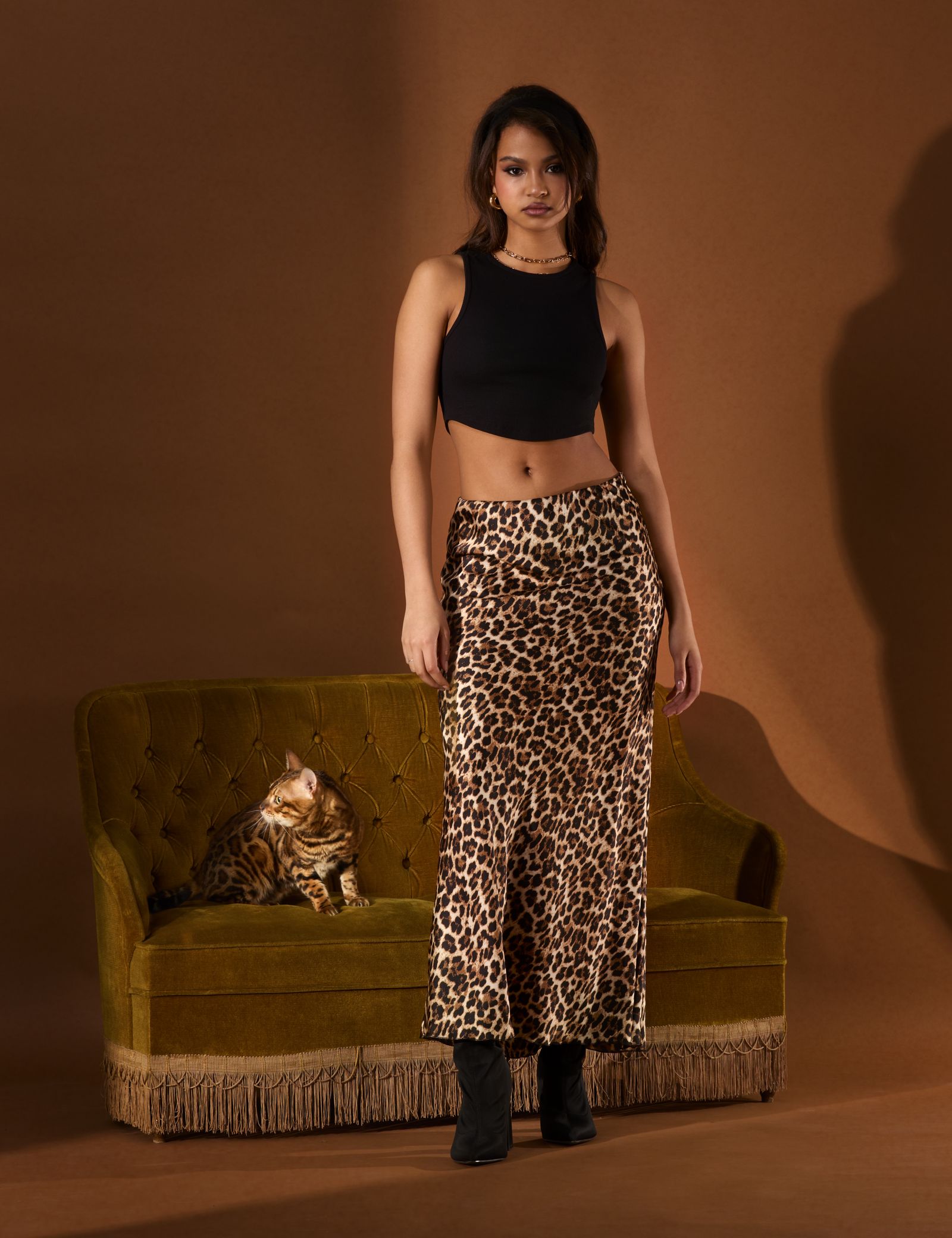 Jupe longue fluide imprime leopard Jennyfer