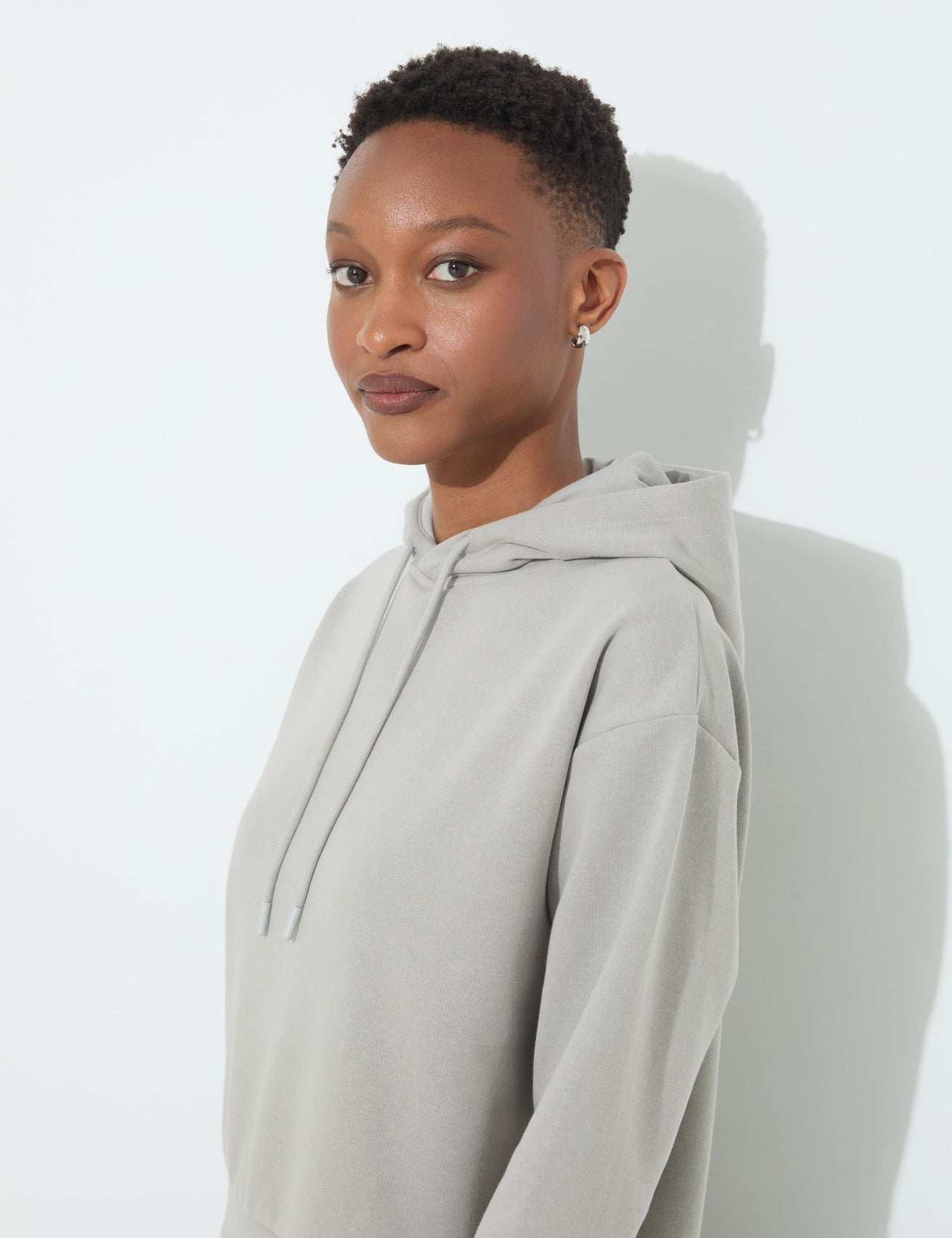 Sweatshirt court oversize gris clair - Image 3