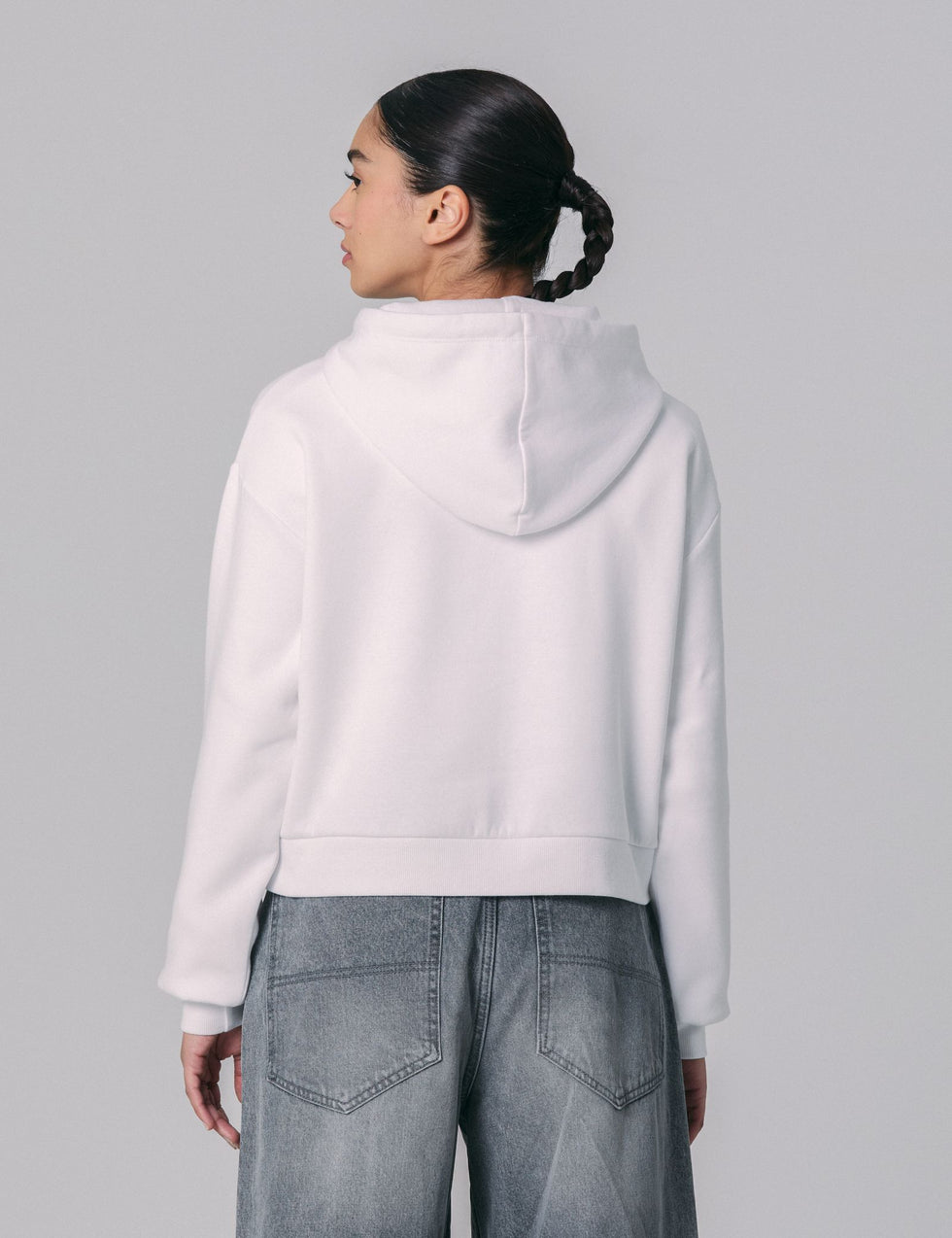 Sweatshirt court à capuche oversize blanc