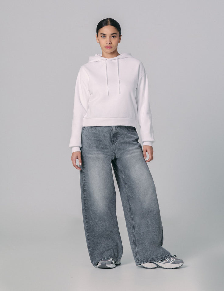 Sweatshirt court oversize blanc