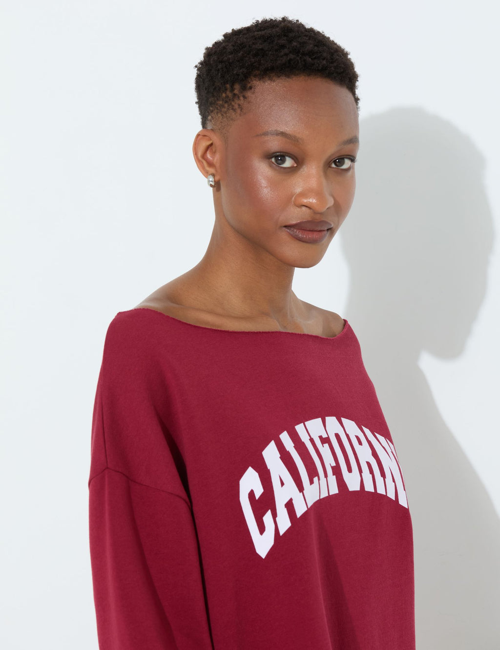 Sweatshirt oversize à message rouge foncé