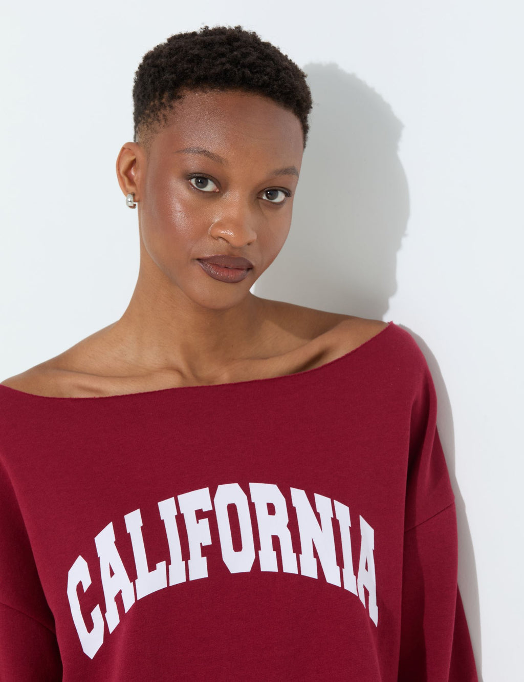 Sweatshirt oversize à message rouge foncé