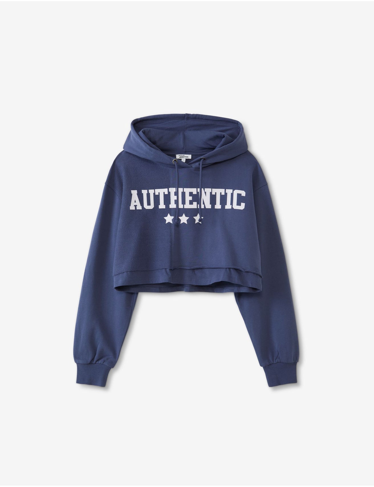 Sweatshirt oversize court à message bleu ardoise - Image 1