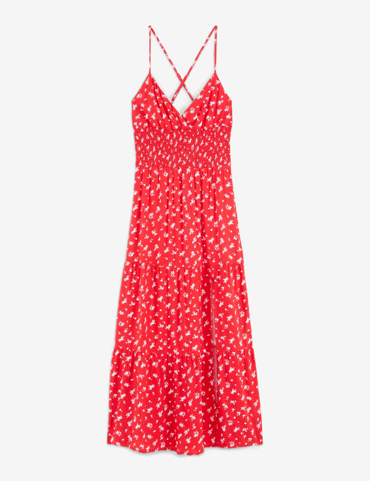 Robe longue rouge à motif