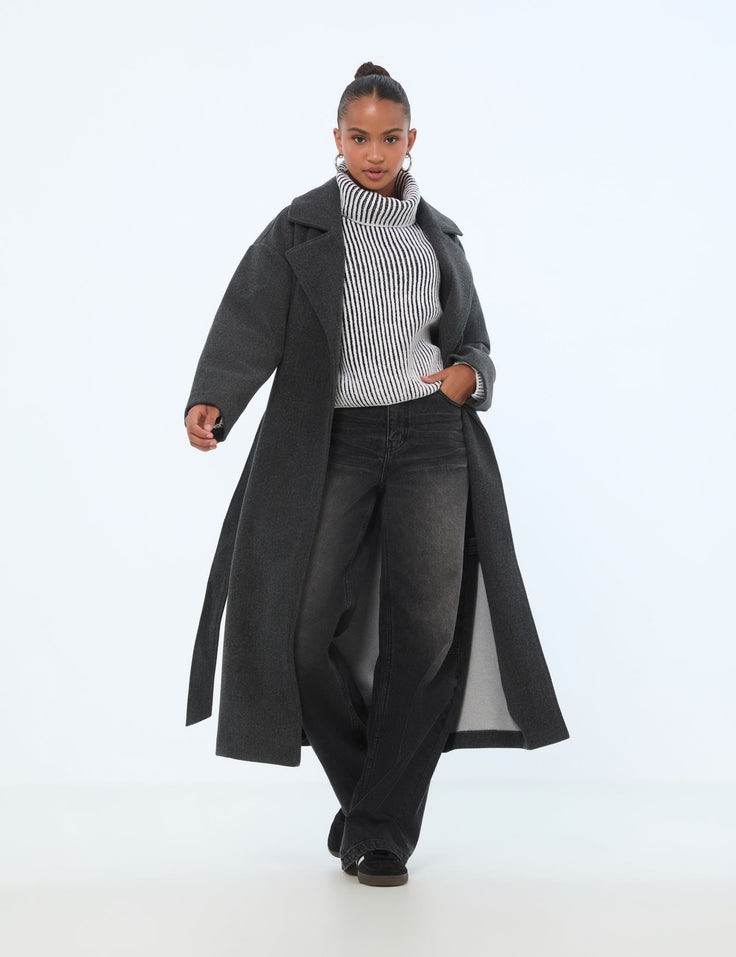 Manteau long trench gris