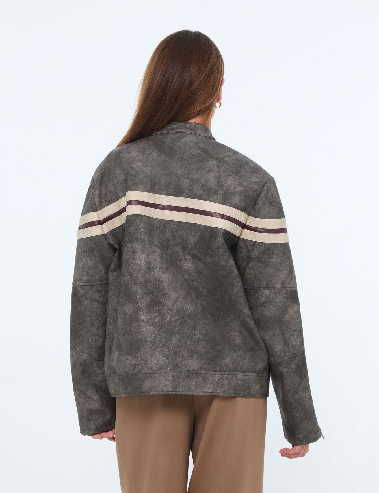 Blouson biker oversize gris - Image 2