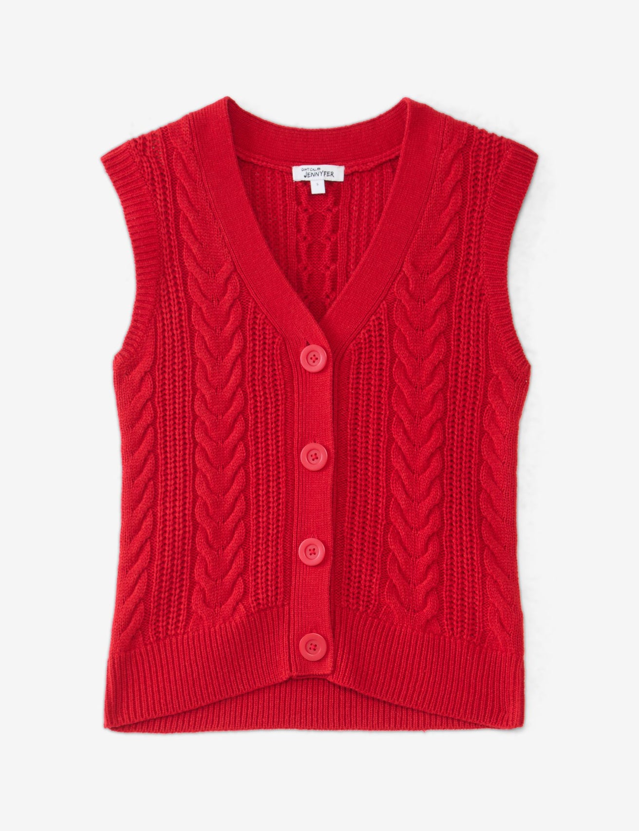 Cardigan sans manches rouge vif - Image 1